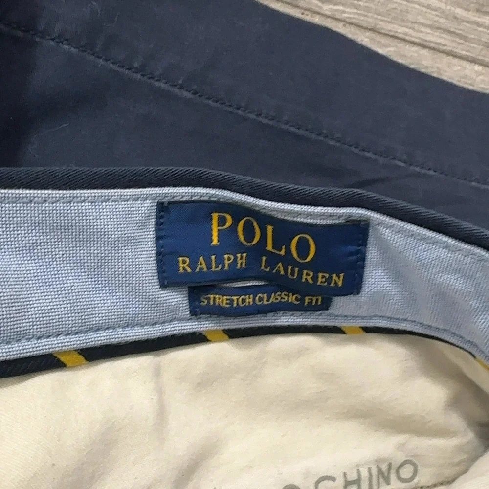 Polo Ralph Lauren Stretch Classic Fit Shorts Mens 33 Navy Blue‎ Chino Cotton